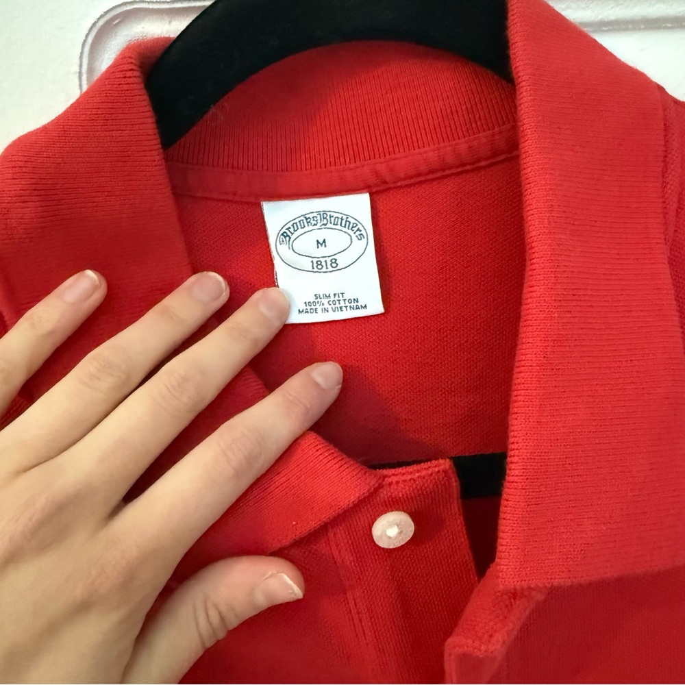 Brooks Brothers men's red slim fit performance pique polo shirt - Picture 3 of 6